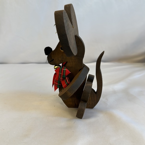 Vintage Christmas Puzzle Piece Wooden Mouse Holiday Decor - Picture 4 of 10